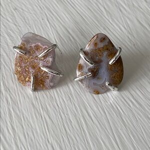 Artesian Handmade Pink Agate Crazy Lace 925 Sterling Silver Earrings